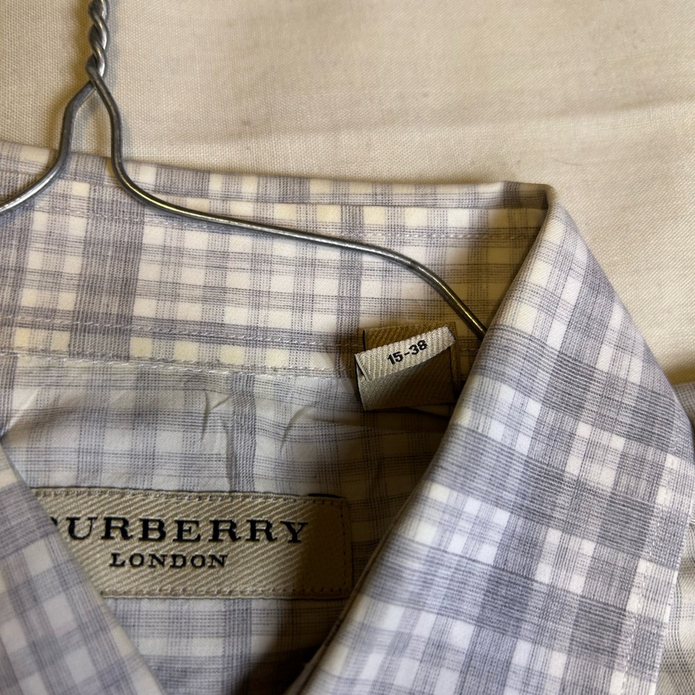 Burberry Gray Plaid Casual Button Down Shirt - Picture 3 of 3